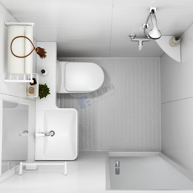 Baño integrado de estilo blanco puro, módulos de baño todo en uno