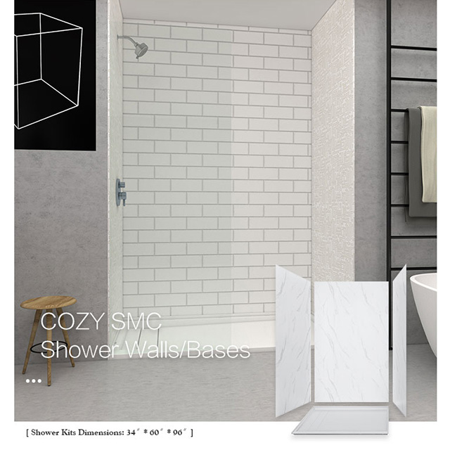 UPC Standard Waterproof Shower Wall Breed para el conjunto de ducha de mercado estadounidense 34x60x96