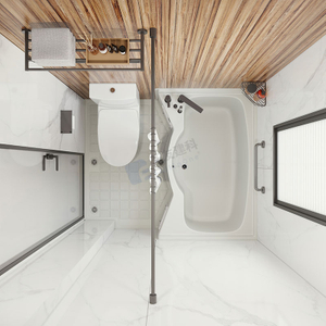 Estilo japonés, todo en una vaina de baño prefabricada con bañera y inodoro