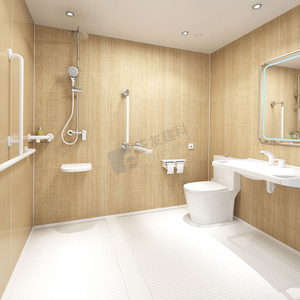 Capa de baño prefabricada Unidad de baño prefabricada con inodoro y reposabrazos para hospitales (BUN1624)