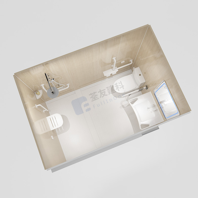 Capa de baño prefabricada Unidad de baño prefabricada con inodoro y reposabrazos para hospitales (BUN1624)