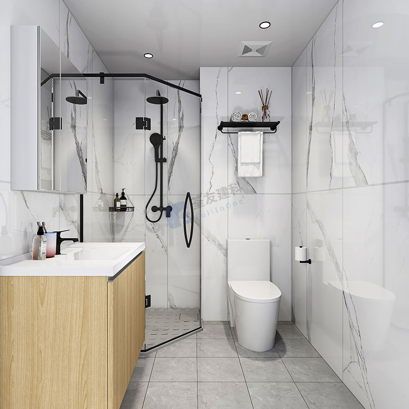 Mueble de baño con ducha y WC prefabricados