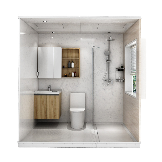 Unidad de baño prefabricada todo en uno de rápida instalación con ducha y WC para el sector inmobiliario (BUJ1622)